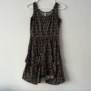 🍉 Multicolor Feather Print Tank Flare Dress